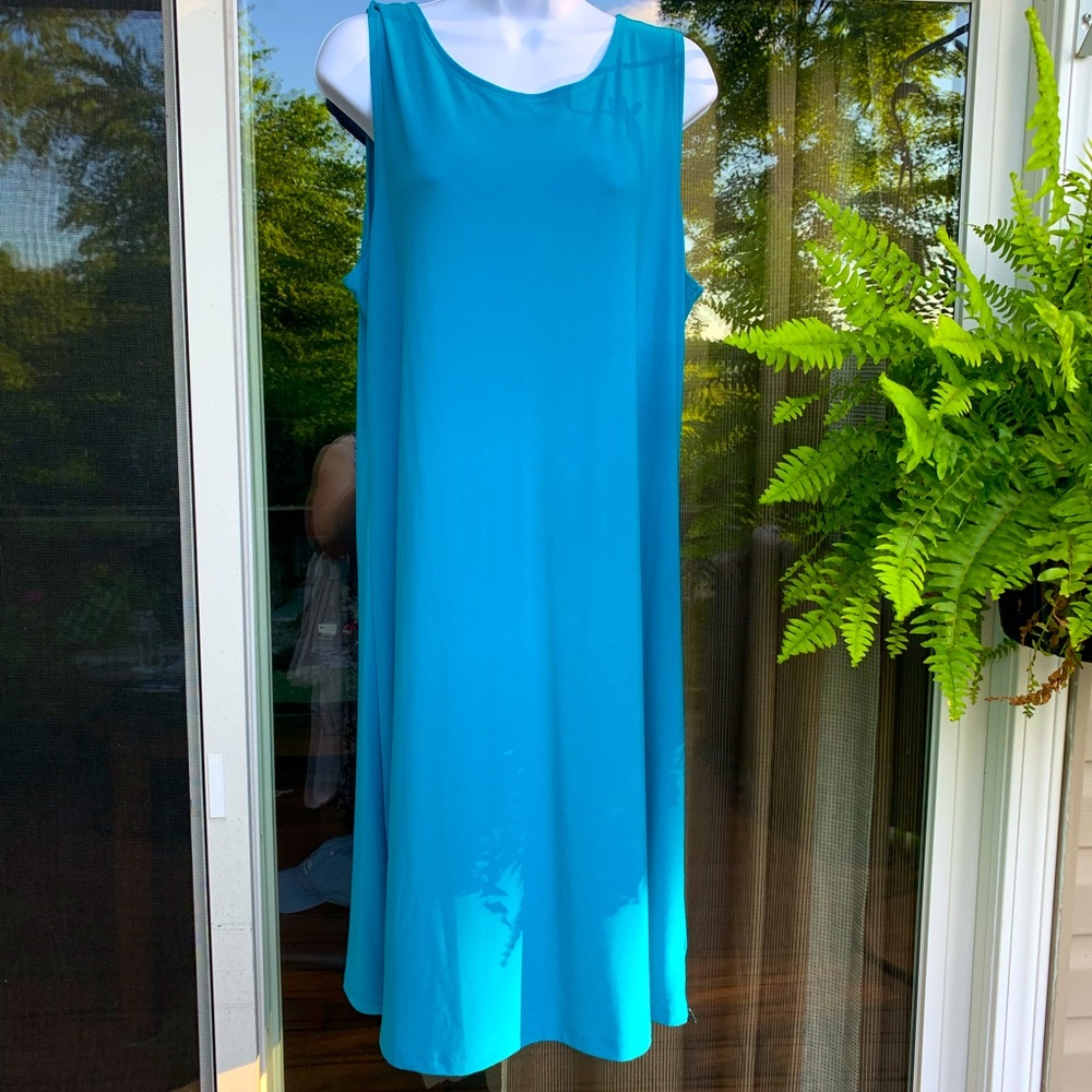 Effortless Style Large MIDI Teal Tank Dress Large